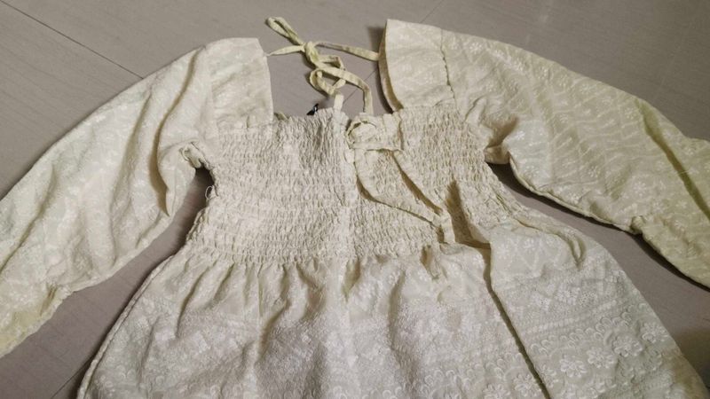 Cream Puff Sleeve Dress