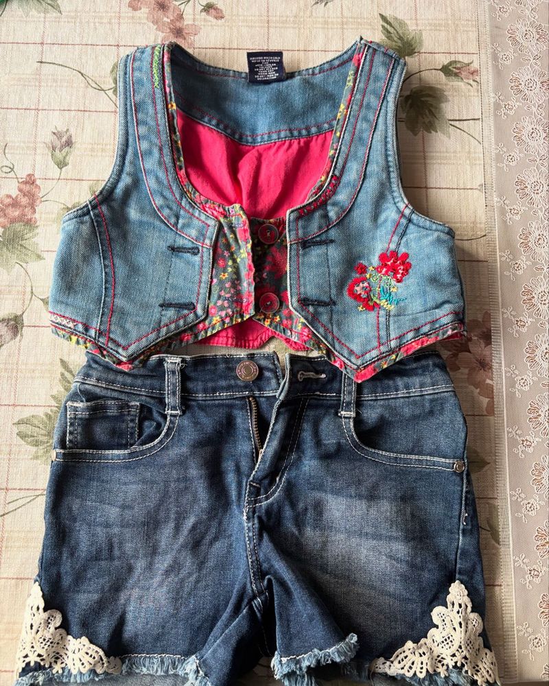 Denim Vest and Short Set Coord