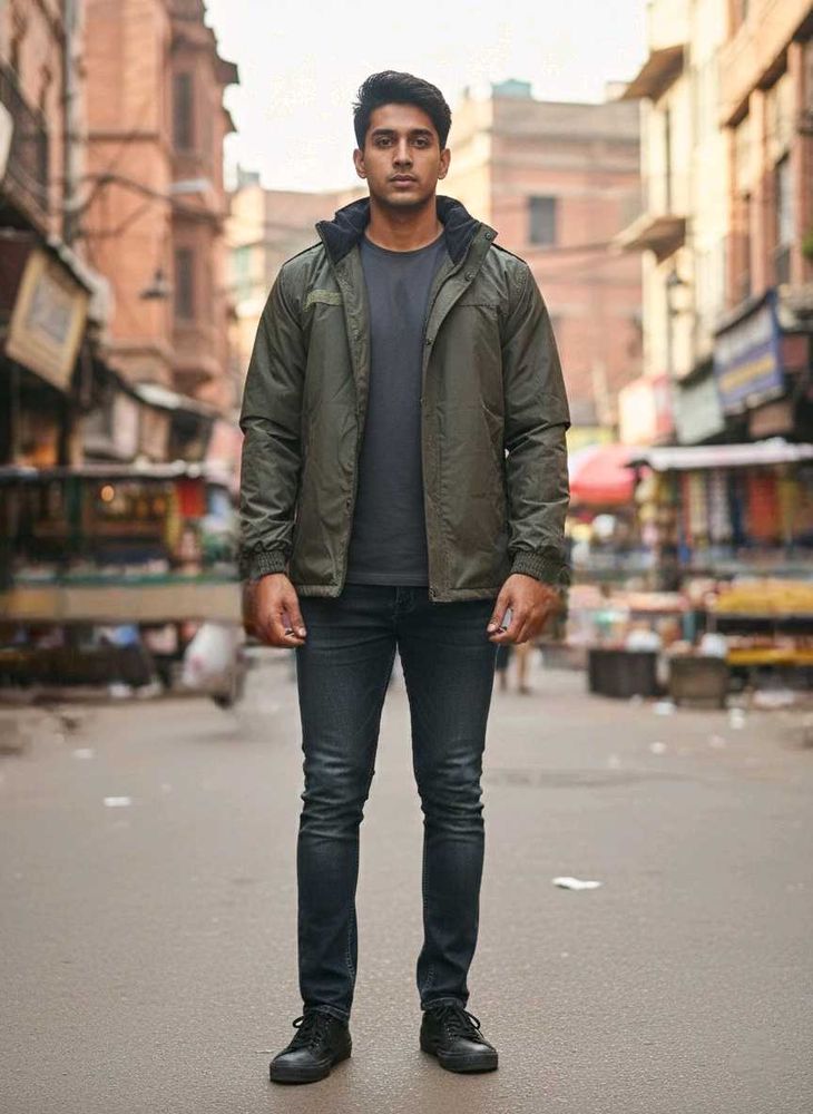 Stylish Olive Green Men&#39;s Jacket