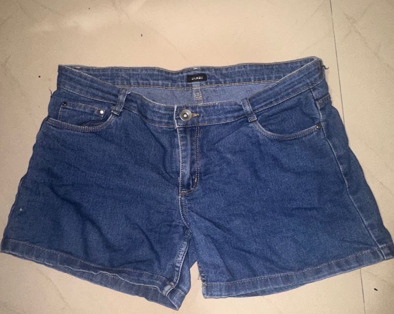 Zudio Blue Demin Shorts For Women