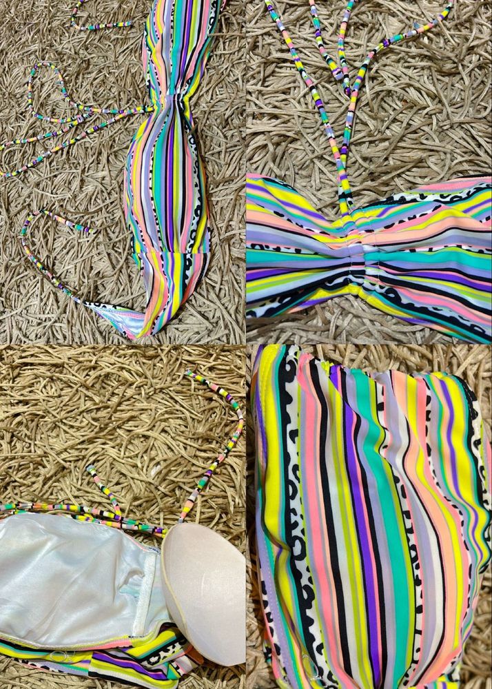 Neon Multicoloured Halter Strapful Bra