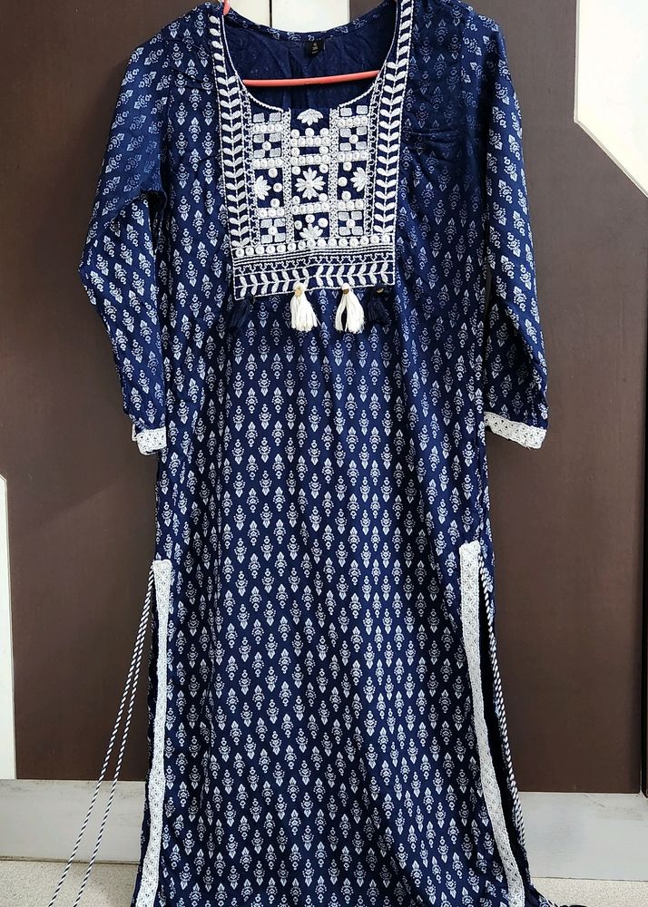 Indigo Blue Straight Kurta.