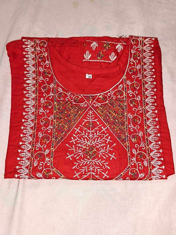 Red Embroidered Kurti