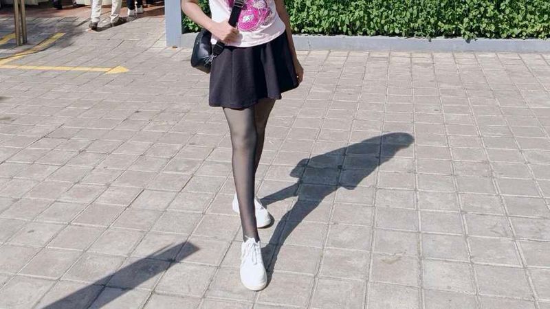 Mini Black Skirt With Stocking