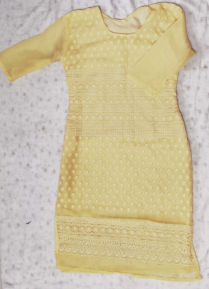 Yellow Chikankari Kurta