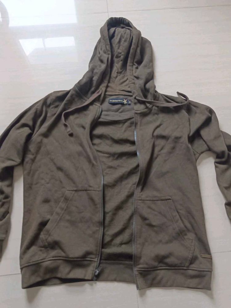 Olive Green Zip-Up Hoodie