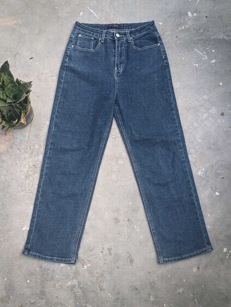 Dark Blue Straight Leg Jeans