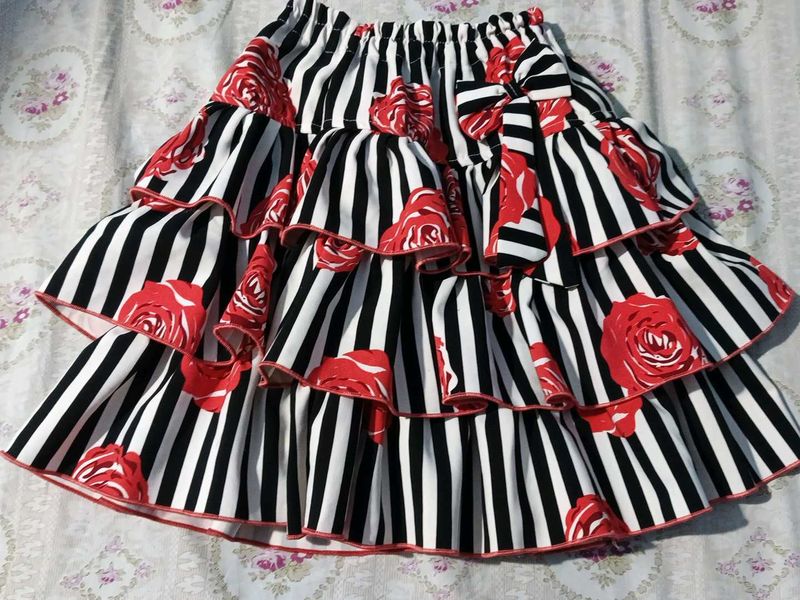 Red And Black Layered skirt.