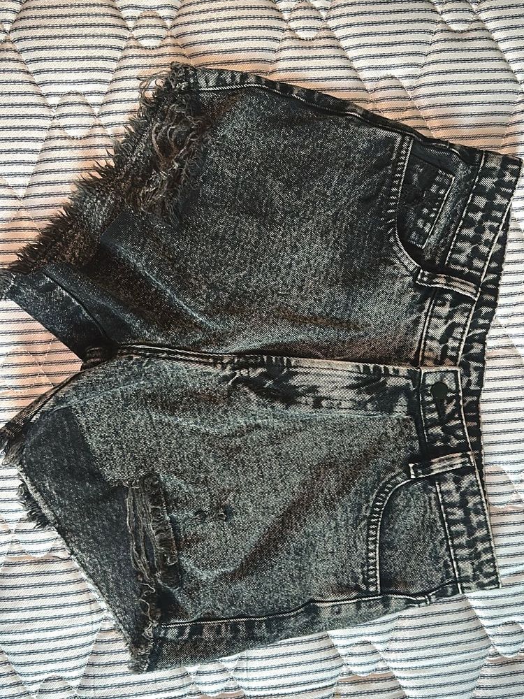 Acid Wash Denim Shorts