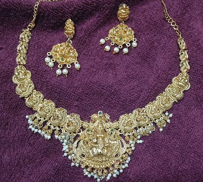 2 South Indian Temple Jewellery With Pearl Work