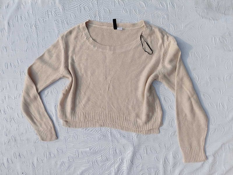 H&amp;m Beige Knit Pullover Sweater