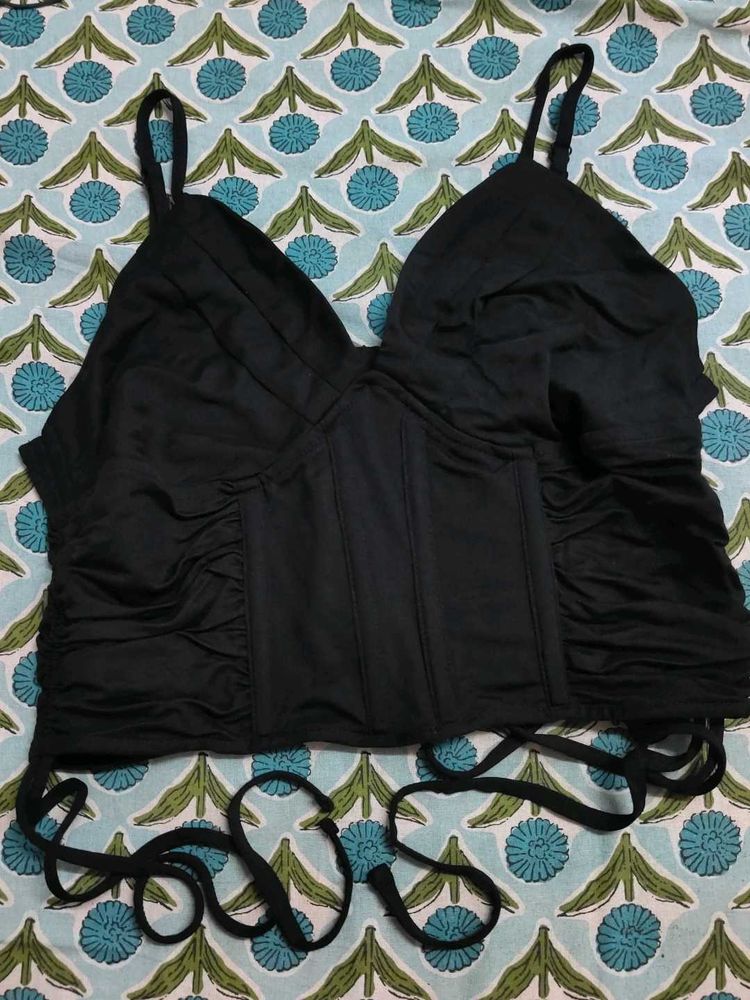 Black Corset Style Tank Top