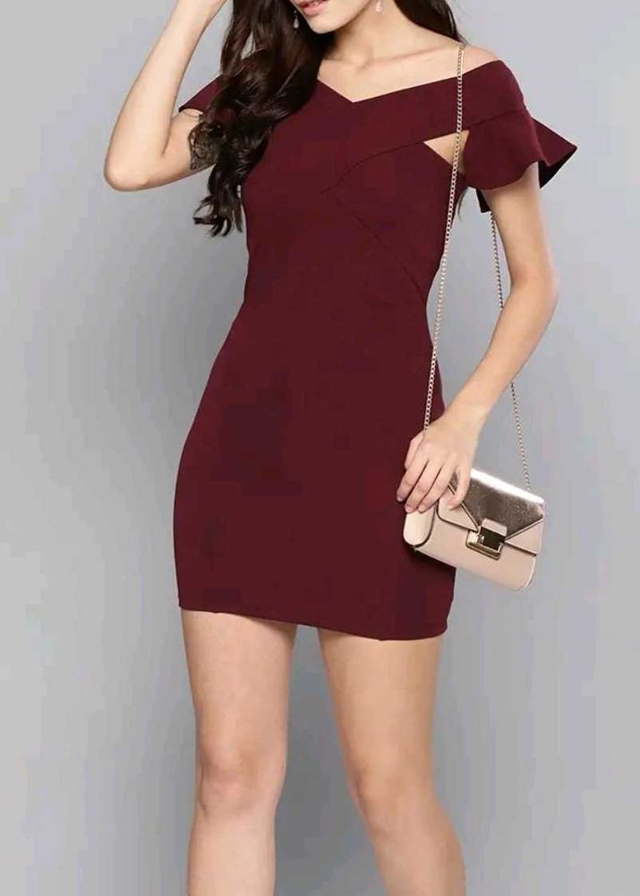 Burgundy Off-Shoulder Mini Dress