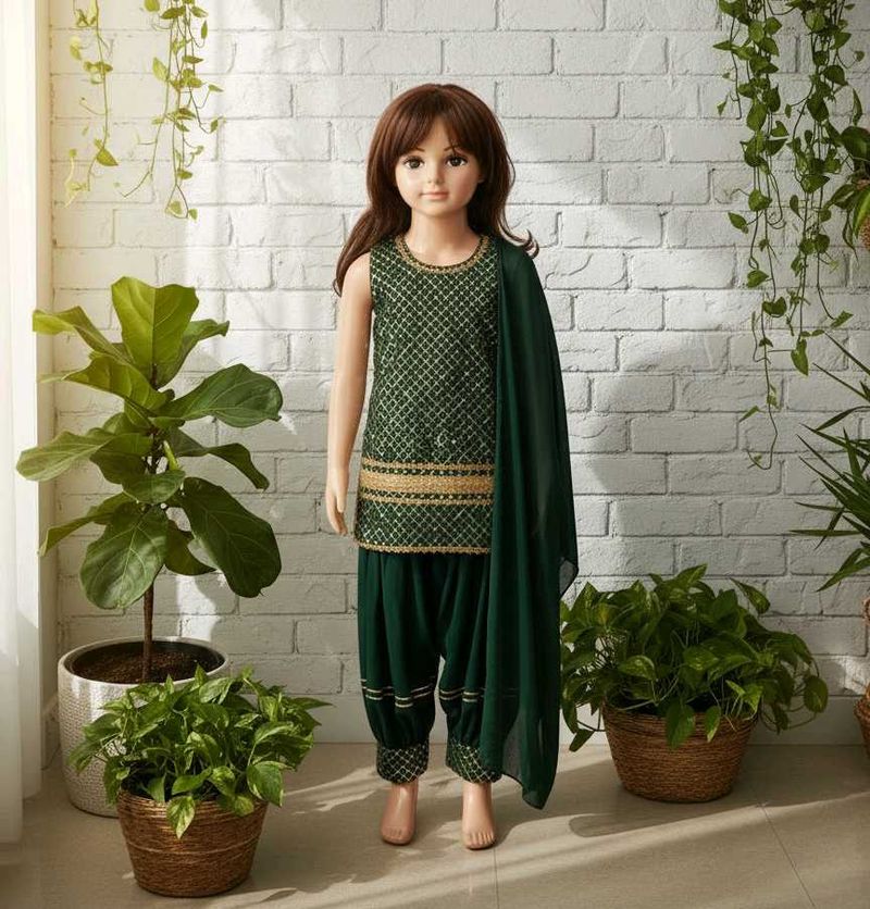 Girls Green Salwar Suit