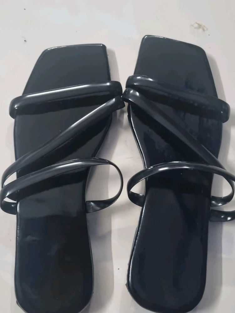 Black Strappy Flats