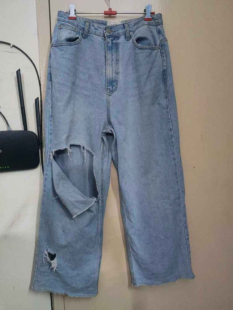 Ripped Wide Leg Jeans