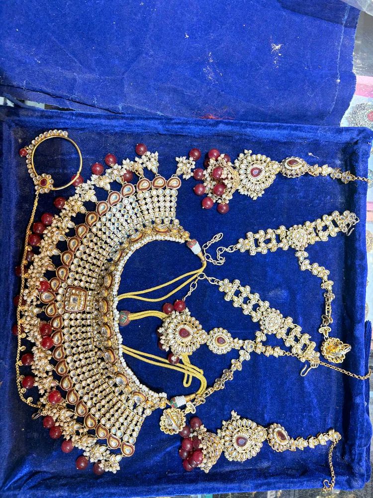 bridal jewellery set maroon colour