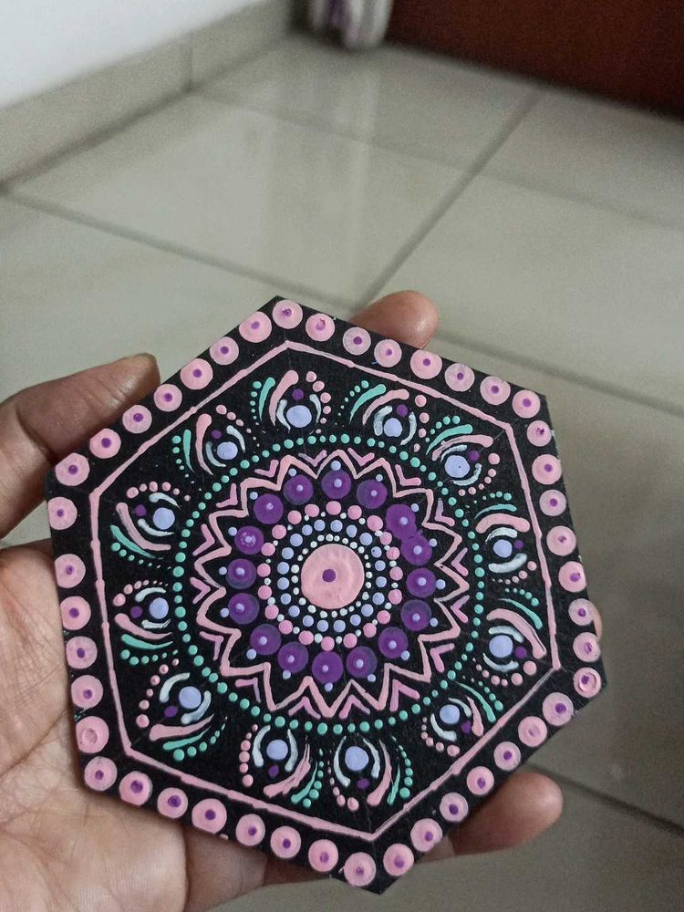 Hand-Painted Mandala Coaster