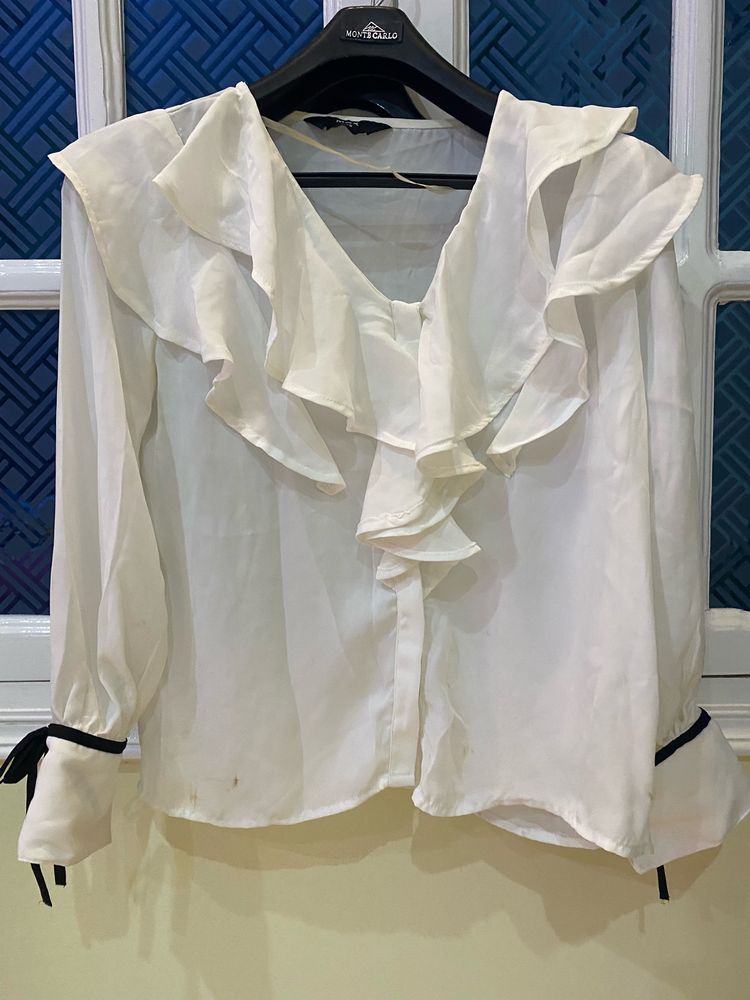 White Ruffle Top