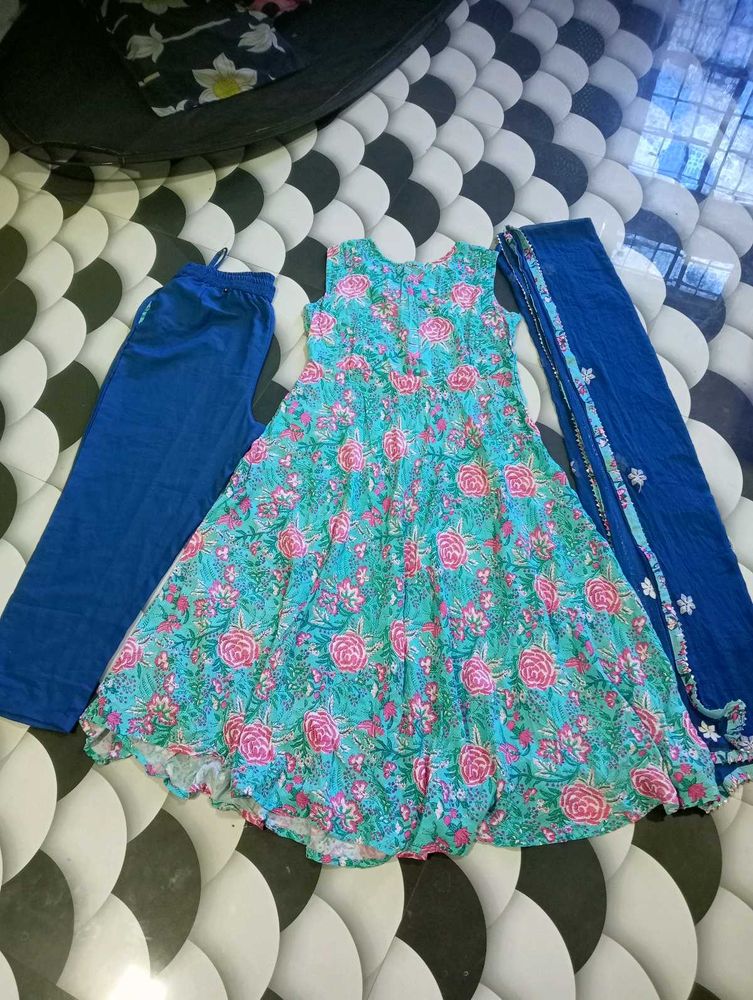Floral Anarkali Suit with Dupatta