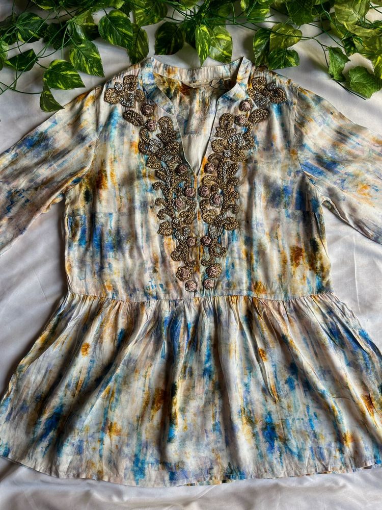 Soft Surroundings Women’s Tie-Dye Embroidered Top