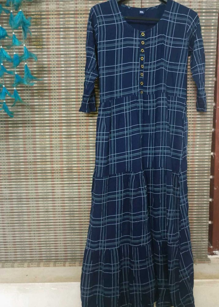 Blue Checked Kurta