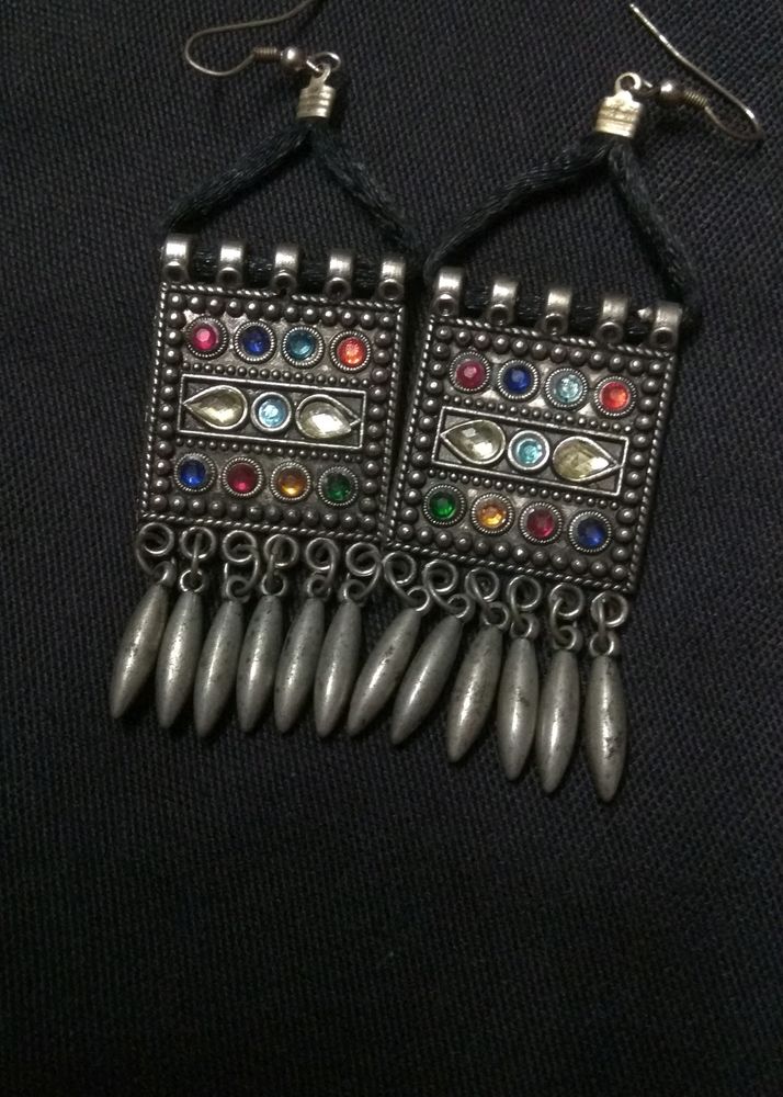 Elegant Silver Oxidized Earrings