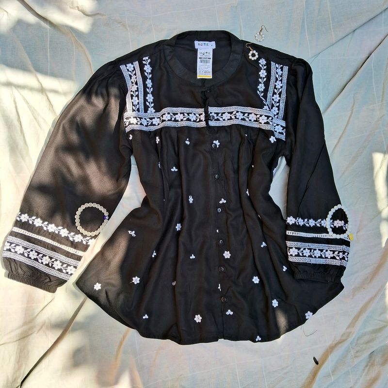 Black Desi Frock Top