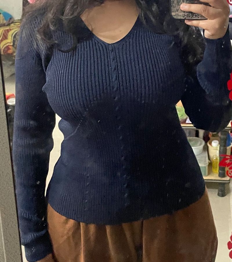 Navy Blue Knit Sweater