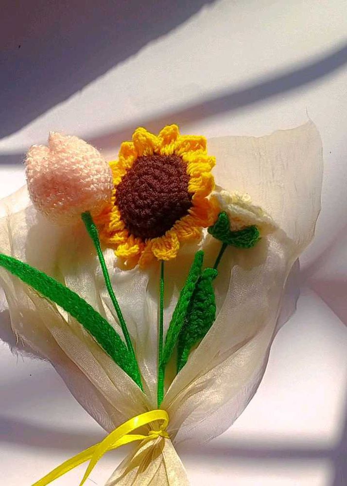 CrochetSunflower🌻, rose🌹 and tulip🌷  Flower Bou