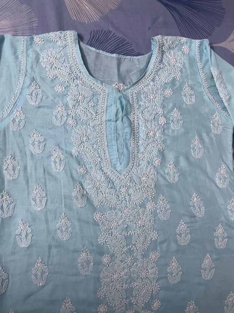 Blue Chikankari Kurti