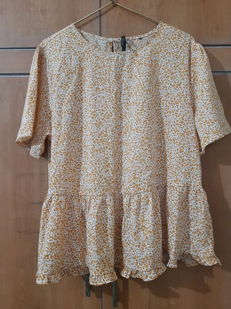 Leopard print Plus size Peplum Top