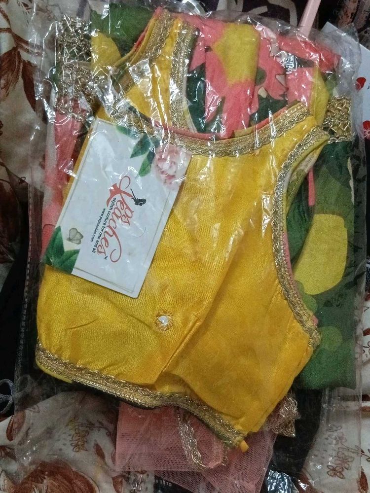 Yellow Embellished Floral Kids Lehenga 4 To 5 Yrs