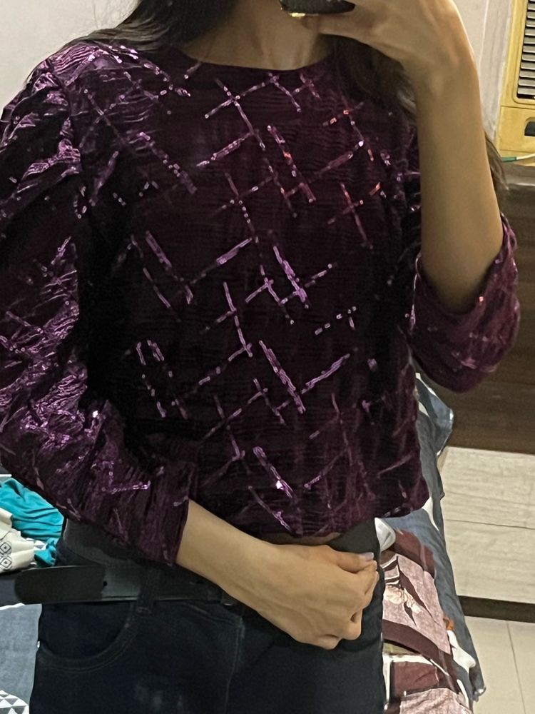 Stylish Purple Sequin Top