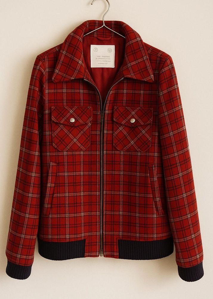 Plaid Red Thick Woolen Jacket