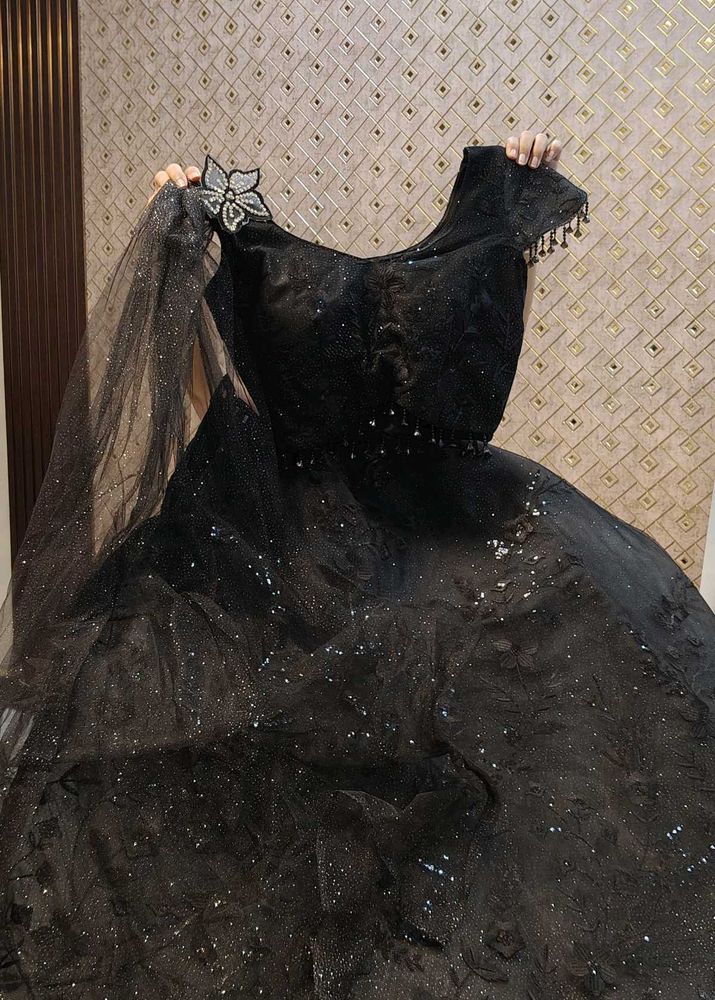 Elegant Black Lehenga Choli With Attached Dupatta