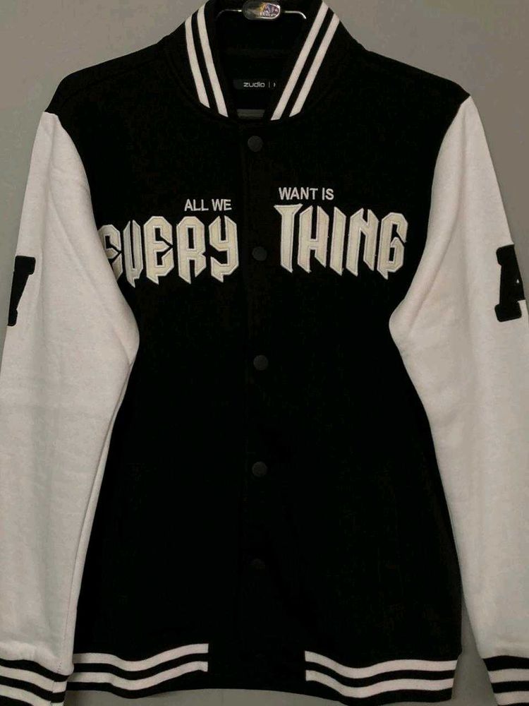 ZUDIO Unisex Premium Black Varsity jacket