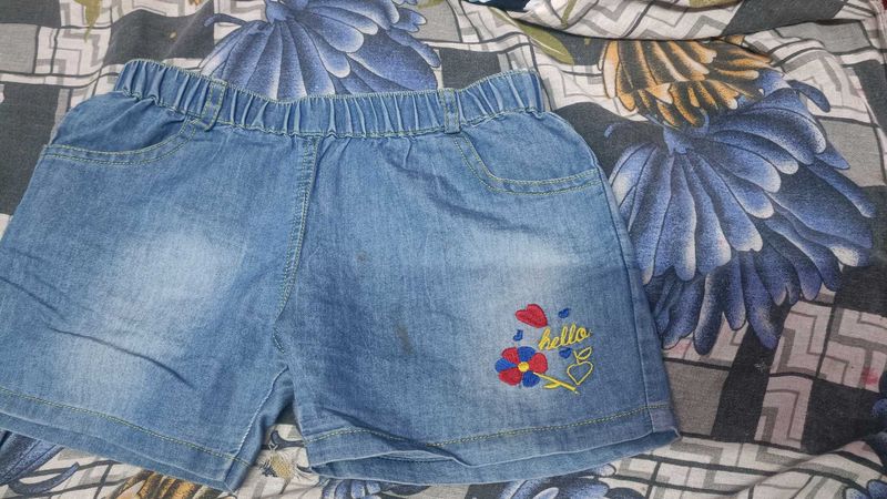 Embroidered Denim Shorts