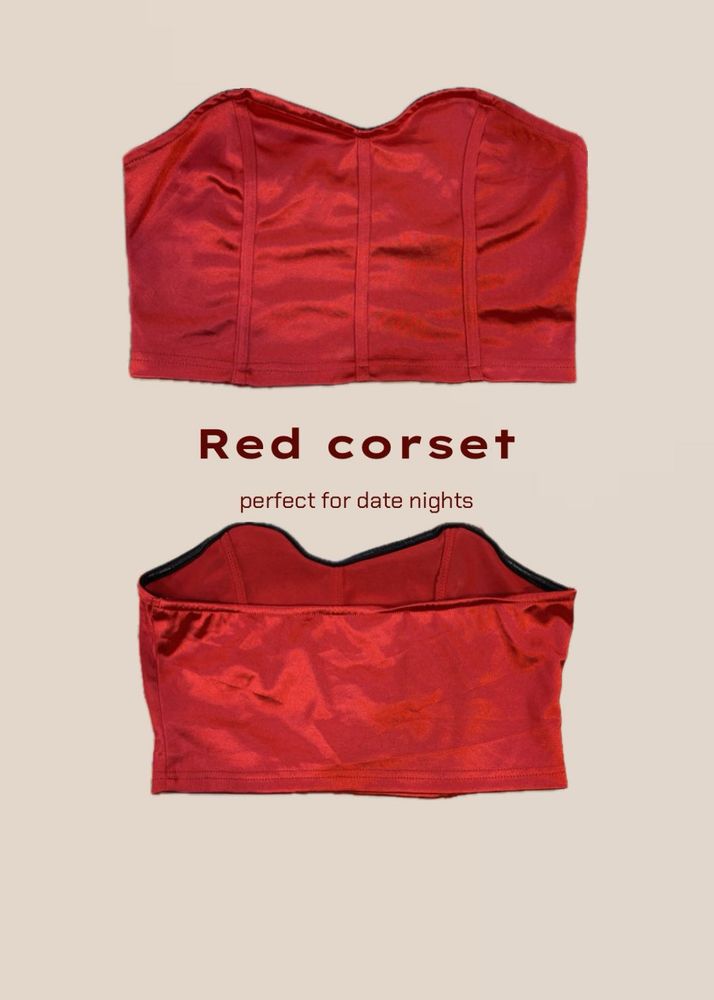 Red Satin Corset Top