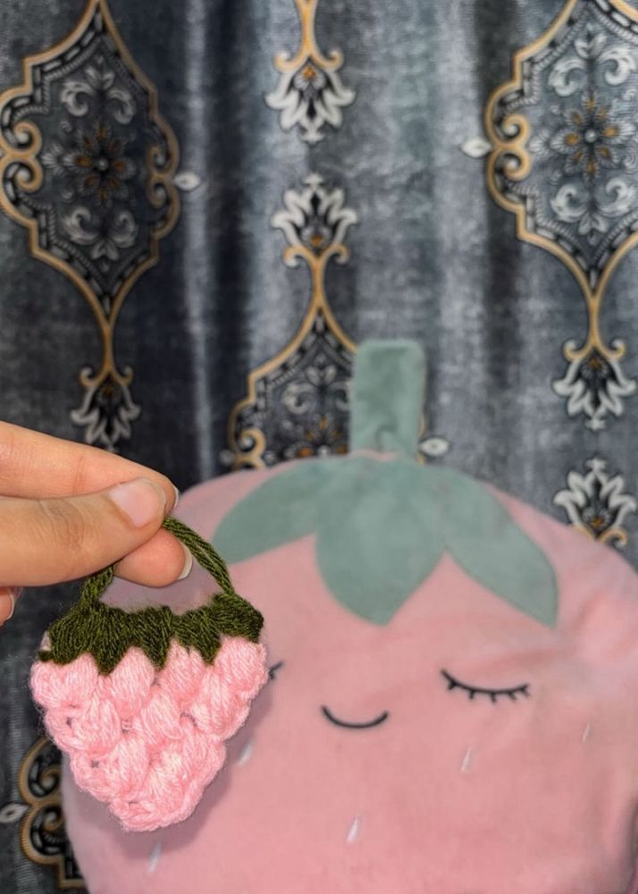 Crochet Strawberry Keychain