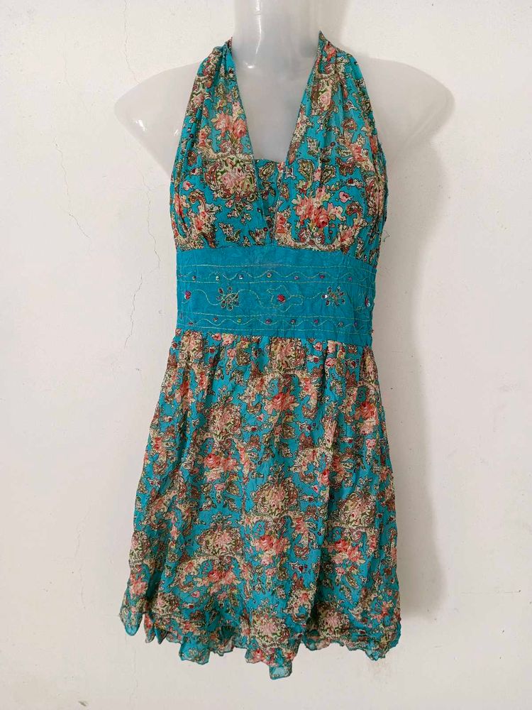 Floral Halter Mini Dress