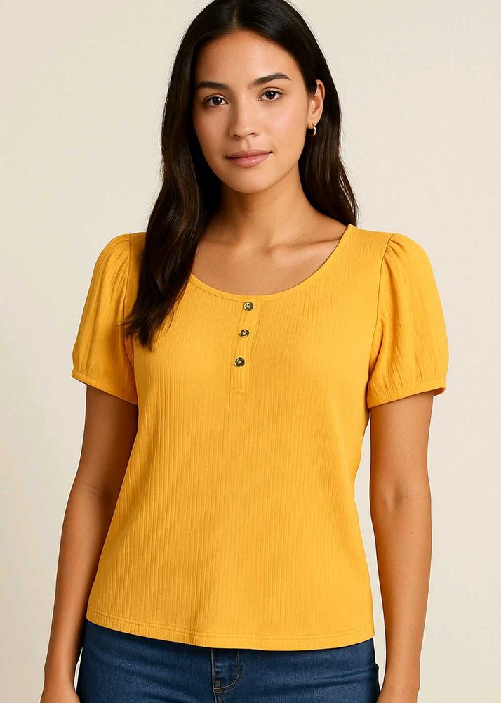 Cute Yellow Puff Sleeve Top