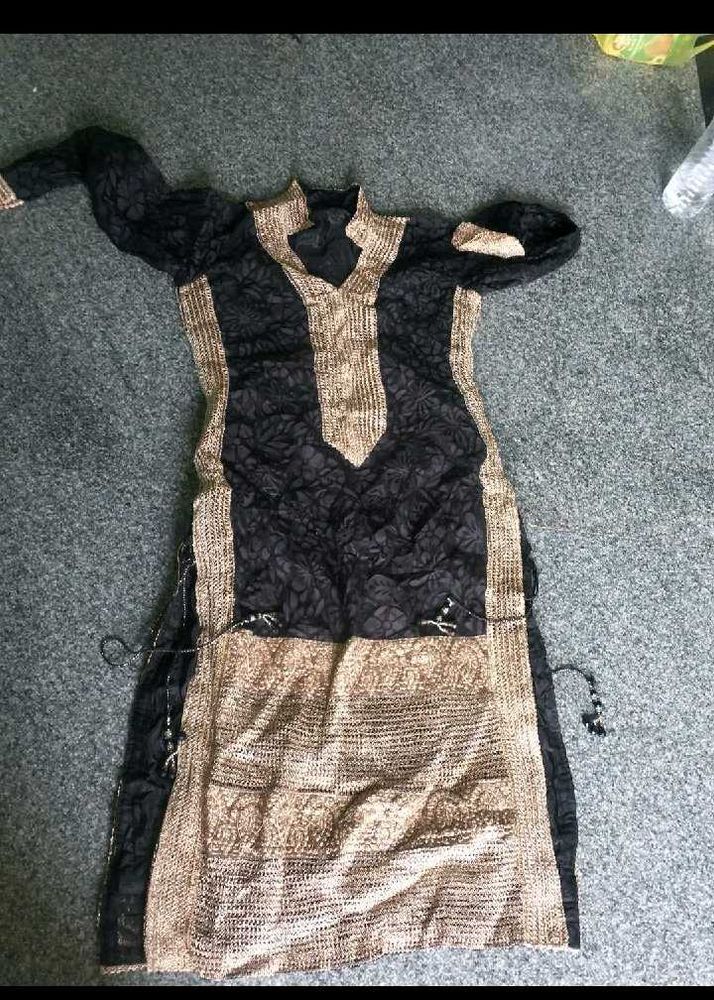 Black And Gold Embroidery Kurta