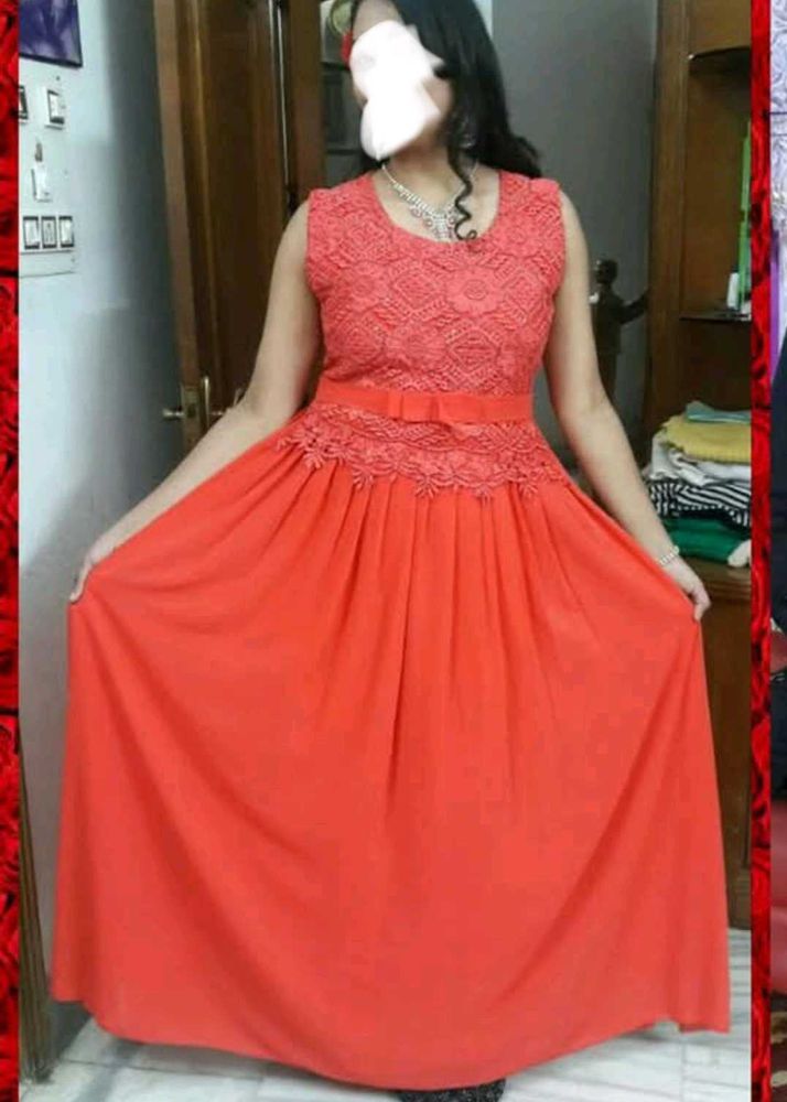 Elegant Coral Maxi Dress
