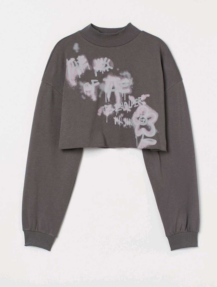 H&amp;M Graphic Cropped Sweatshirt