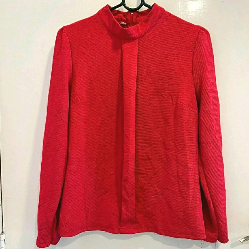 Vintage Red Mock Neck Top