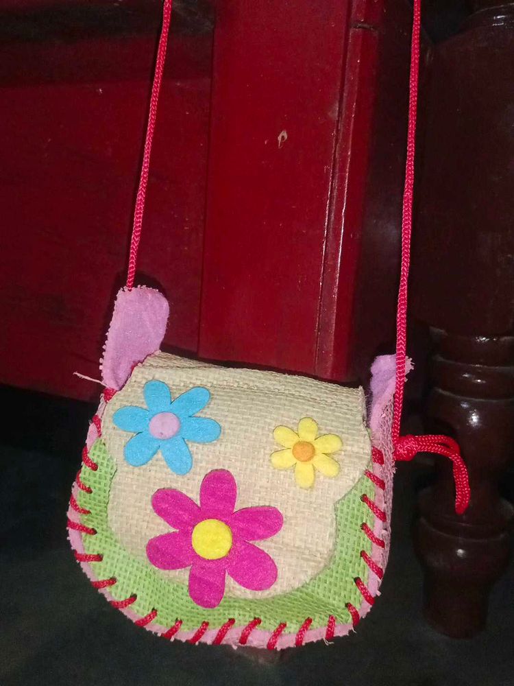 Cute Floral Flower Jute  Crossbody Bag
