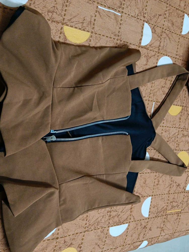Brown Top with Zipper Detail