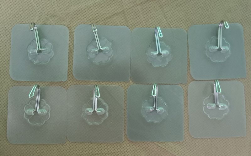 Odzeni Wall Hooks for Hanging Strong Sticker Sticky Heavy Duty Home Kitchen Bathroom Key Frame Holders (Pack of 8), Metal, Silver