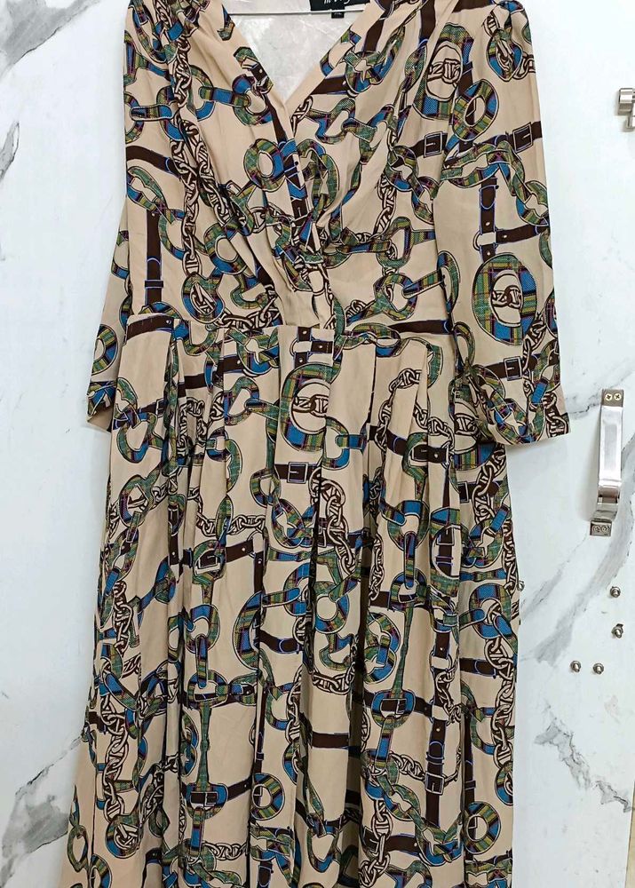 Korean Patterned Chain Print Dress